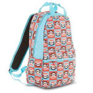 NWT Original PAUL FRANK Nylon Backpack Julius Monkey Graphic Blue Red Pattern